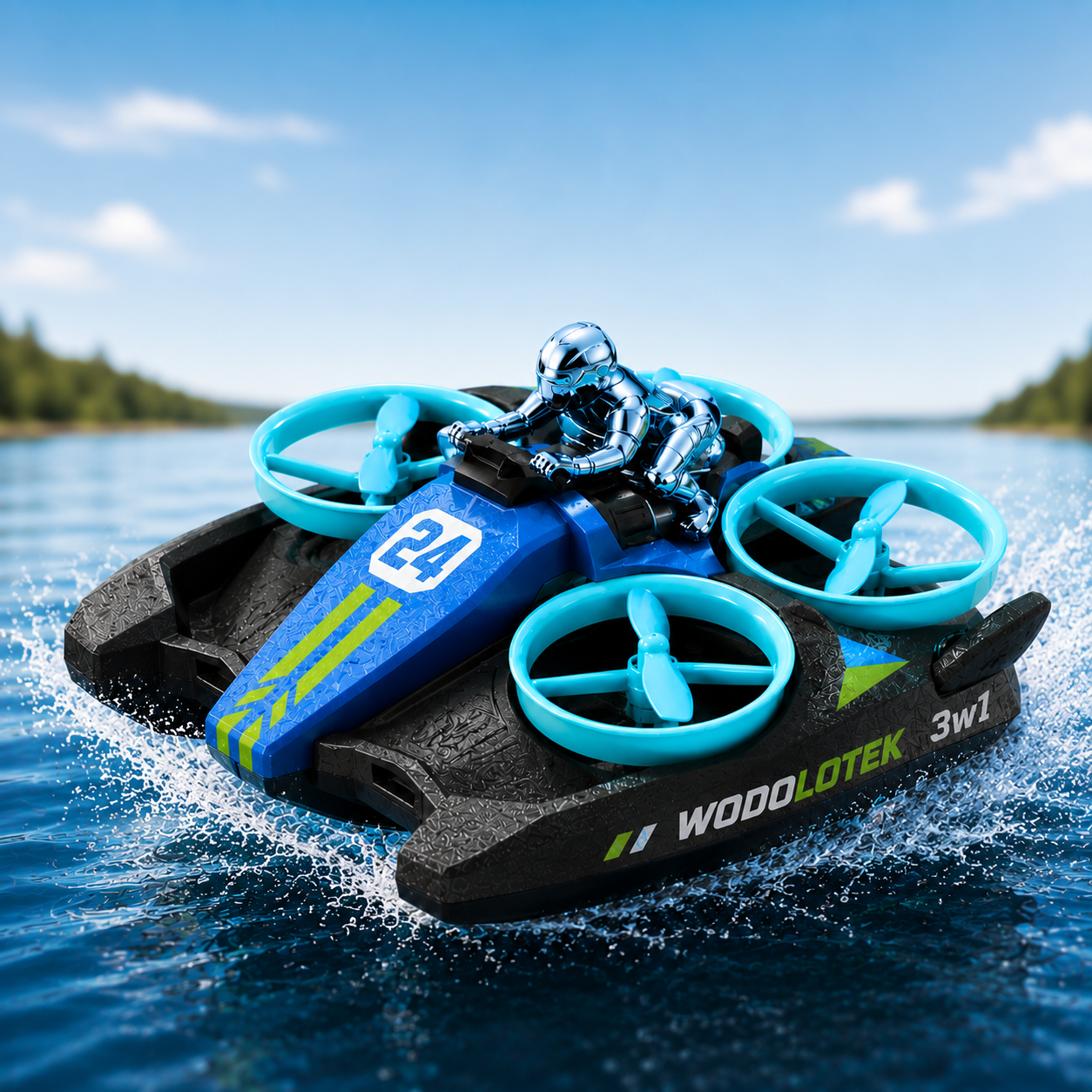 Wodolotek™ | Zdalnie Sterowany Pojazd 3w1 – Lata, Pływa i Driftuje
